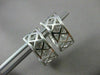 ESTATE WIDE .82CT DIAMOND 18KT WHITE GOLD FILIGREE HUGGIE EARRINGS UNIQUE #16574