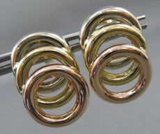 ESTATE LARGE 14K WHITE YELLOW & ROSE GOLD CIRCLE OF LIFE HANGING EARRINGS #22755