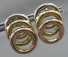 ESTATE LARGE 14K WHITE YELLOW & ROSE GOLD CIRCLE OF LIFE HANGING EARRINGS #22755