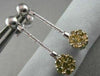 ESTATE ROUND HANGING 14K W GOLD YELLOW DIAMOND EARRINGS