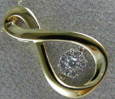 ESTATE .10CT DIAMOND 14K 2 TONE GOLD 3D CLUSTER INFINITY DANCING DIAMOND PENDANT