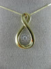ESTATE .10CT DIAMOND 14K 2 TONE GOLD 3D CLUSTER INFINITY DANCING DIAMOND PENDANT
