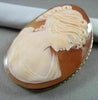 ANTIQUE 14K YELLOW GOLD LADY SHELL CAMEO 54MM X 40MM PENDANT PIN #21879