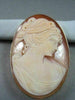 ANTIQUE 14K YELLOW GOLD LADY SHELL CAMEO 54MM X 40MM PENDANT PIN #21879