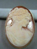 ANTIQUE 14K YELLOW GOLD LADY SHELL CAMEO 54MM X 40MM PENDANT PIN #21879