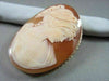 ANTIQUE 14K YELLOW GOLD LADY SHELL CAMEO 54MM X 40MM PENDANT PIN #21879