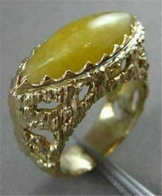 ANTIQUE 14KT YELLOW GOLD MARQUISE SHAPE YELLOW CARNELIAN FILIGREE RING #22335