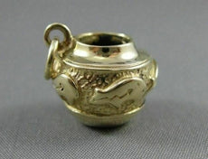 ANTIQUE 14KT YELLOW GOLD FILIGREE STRIKING BEAR JAR PENDANT ONE OF A KIND #22534