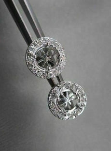 ANTIQUE .48CT 3D ROUND DIAMOND FILIGREE 14KT WHITE GOLD EARRINGS JACKET SETTINGS
