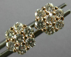 ESTATE 1.0CT DIAMOND 14KT ROSE GOLD 3D CLASSIC FLOWER STUD SCREW BACK EARRINGS