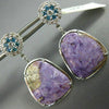 LARGE 12.8CT WHITE & BLUE DIAMOND & AAA AMETHYST 14K WHITE GOLD HANGING EARRINGS