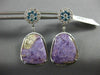 LARGE 12.8CT WHITE & BLUE DIAMOND & AAA AMETHYST 14K WHITE GOLD HANGING EARRINGS