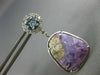 LARGE 12.8CT WHITE & BLUE DIAMOND & AAA AMETHYST 14K WHITE GOLD HANGING EARRINGS