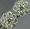 ESTATE .80CT DIAMOND 18KT WHITE GOLD 3D 7MM CLASSIC CLUSTER FLOWER STUD EARRINGS