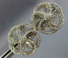 ESTATE LARGE 2.0CT DIAMOND 14KT WHITE GOLD ROUND FLOWER CLIP ON EARRINGS #21749