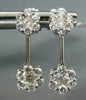 ESTATE 1.06CT DIAMOND 14KT WHITE GOLD 3D DOUBLE FLOWER HANGING EARRINGS #155
