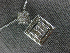 .56CT DIAMOND 14KT WHITE GOLD 3D ROUND & PRINCESS INVISIBLE SQUARE PENDANT #703