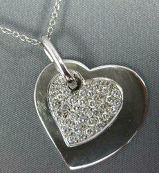 ANTIQUE .93CT DIAMOND 14KT WHITE GOLD 3D PAVE DOUBLE HEART LOVE PENDANT #1708