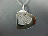 ANTIQUE .93CT DIAMOND 14KT WHITE GOLD 3D PAVE DOUBLE HEART LOVE PENDANT #1708