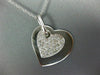 ANTIQUE .93CT DIAMOND 14KT WHITE GOLD 3D PAVE DOUBLE HEART LOVE PENDANT #1708