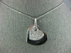 ANTIQUE .93CT DIAMOND 14KT WHITE GOLD 3D PAVE DOUBLE HEART LOVE PENDANT #1708