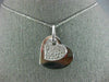 ANTIQUE .93CT DIAMOND 14KT WHITE GOLD 3D PAVE DOUBLE HEART LOVE PENDANT #1708