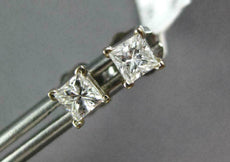 ESTATE .43CT DIAMOND 14KT WHITE GOLD 3D PRINCESS SQUARE STUDS EARRINGS #1785