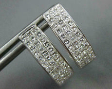 LARGE 1.56CT DIAMOND 14KT WHITE GOLD 3D PRINCESS INVISIBLE HUGGIE EARRINGS #1674