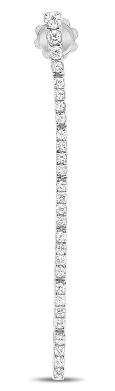 ESTATE 1.25CT DIAMOND 14KT WHITE GOLD 3D CLASSIC SINGLE ROW BAR DROP EARRINGS