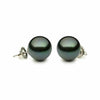 ESTATE AAA 8MM TAHITIAN PEARL 14KT WHITE GOLD 3D CLASSIC SOLITAIRE STUD EARRINGS