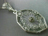 ANTIQUE LARGE WHITE QUARTZ 14KT WHITE GOLD 3D VICTORIAN FILIGREE PENDANT #19784