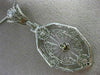 ANTIQUE LARGE WHITE QUARTZ 14KT WHITE GOLD 3D VICTORIAN FILIGREE PENDANT #19784