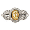 ESTATE LARGE 2.23CT WHITE & CANARY DIAMOND 18KT TWO TONE GOLD 3D ENGAGEMENT RING