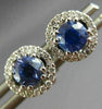ESTATE 1.18CT DIAMOND & AAA SAPPHIRE 18KT WHITE GOLD 3D ROUND HALO STUD EARRINGS