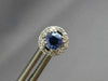 ESTATE 1.18CT DIAMOND & AAA SAPPHIRE 18KT WHITE GOLD 3D ROUND HALO STUD EARRINGS