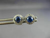 ESTATE 1.18CT DIAMOND & AAA SAPPHIRE 18KT WHITE GOLD 3D ROUND HALO STUD EARRINGS
