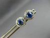 ESTATE 1.18CT DIAMOND & AAA SAPPHIRE 18KT WHITE GOLD 3D ROUND HALO STUD EARRINGS