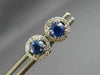 ESTATE 1.18CT DIAMOND & AAA SAPPHIRE 18KT WHITE GOLD 3D ROUND HALO STUD EARRINGS