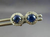 ESTATE 1.18CT DIAMOND & AAA SAPPHIRE 18KT WHITE GOLD 3D ROUND HALO STUD EARRINGS