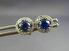 ESTATE 1.18CT DIAMOND & AAA SAPPHIRE 18KT WHITE GOLD 3D ROUND HALO STUD EARRINGS