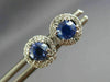 ESTATE 1.18CT DIAMOND & AAA SAPPHIRE 18KT WHITE GOLD 3D ROUND HALO STUD EARRINGS