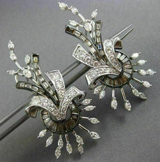 LARGE 5.34CT WHITE & CHOCOLATE FANCY DIAMONDS 14KT WHITE & BLACK GOLD EARRINGS