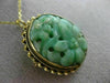 ANTIQUE AAA JADE 14KT YELLOW GOLD 3D HANDCRAFTED OVAL FLOWER FILIGREE PIN BROOCH