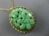 ANTIQUE AAA JADE 14KT YELLOW GOLD 3D HANDCRAFTED OVAL FLOWER FILIGREE PIN BROOCH
