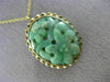 ANTIQUE AAA JADE 14KT YELLOW GOLD 3D HANDCRAFTED OVAL FLOWER FILIGREE PIN BROOCH