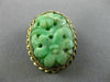 ANTIQUE AAA JADE 14KT YELLOW GOLD 3D HANDCRAFTED OVAL FLOWER FILIGREE PIN BROOCH