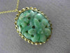 ANTIQUE AAA JADE 14KT YELLOW GOLD 3D HANDCRAFTED OVAL FLOWER FILIGREE PIN BROOCH