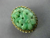 ANTIQUE AAA JADE 14KT YELLOW GOLD 3D HANDCRAFTED OVAL FLOWER FILIGREE PIN BROOCH