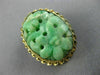ANTIQUE AAA JADE 14KT YELLOW GOLD 3D HANDCRAFTED OVAL FLOWER FILIGREE PIN BROOCH