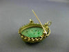 ANTIQUE AAA JADE 14KT YELLOW GOLD 3D HANDCRAFTED OVAL FLOWER FILIGREE PIN BROOCH